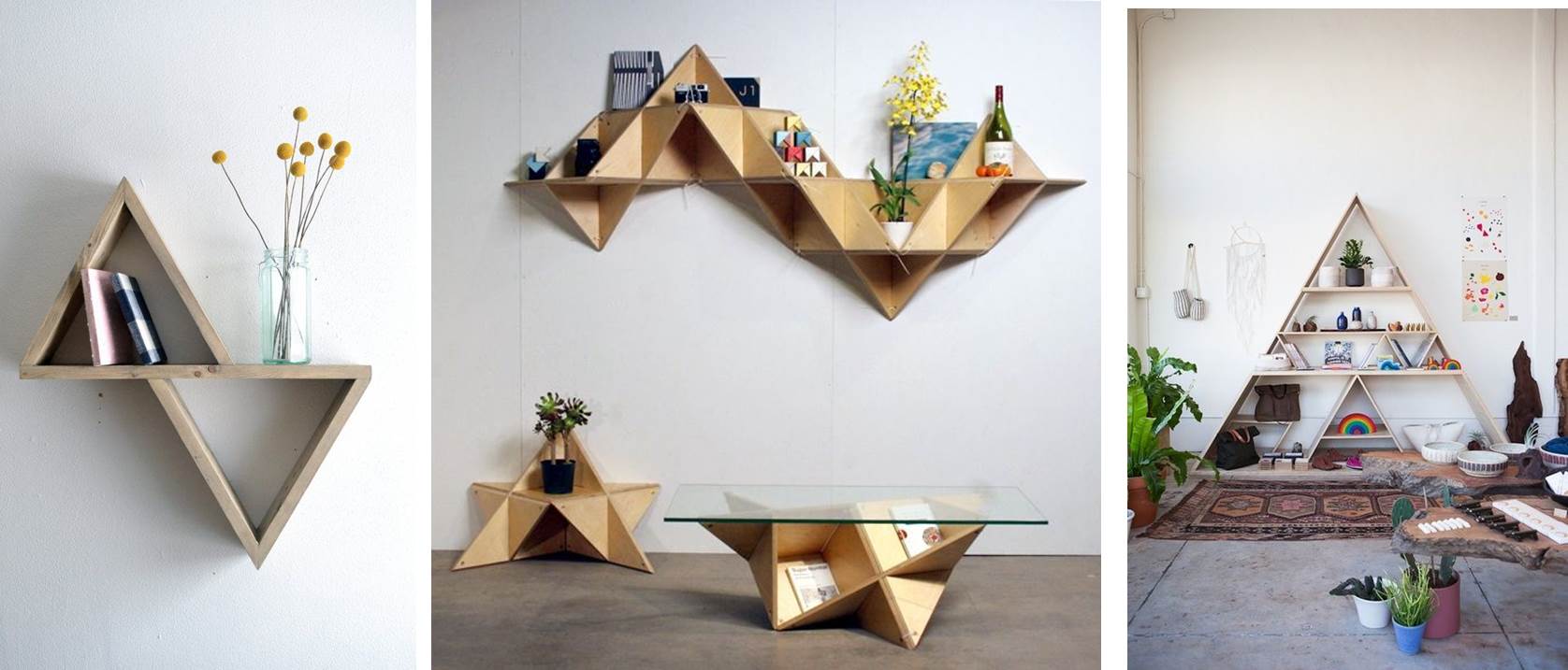 decoracion-geometrica-estanterias-forma-triangulos